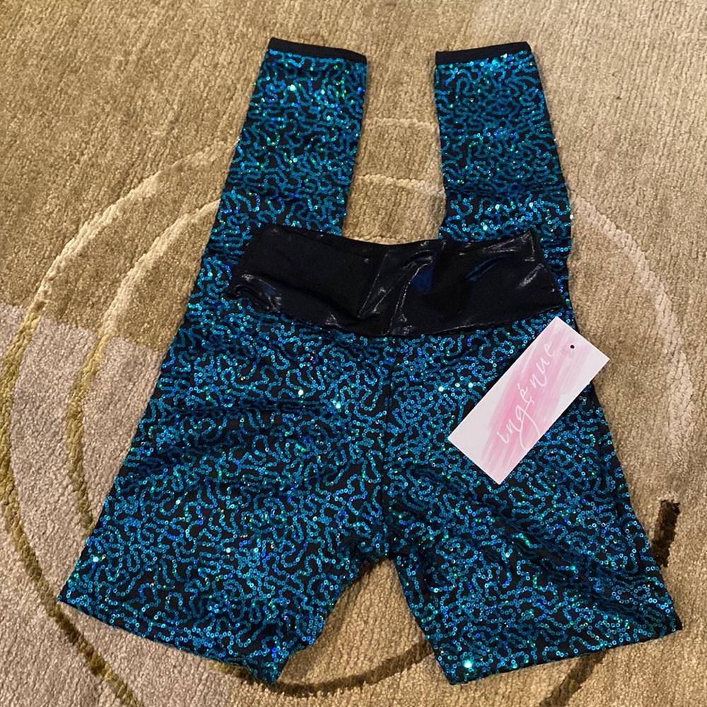 ~Ingenue~ Turquoise Sequined Dance Leggings